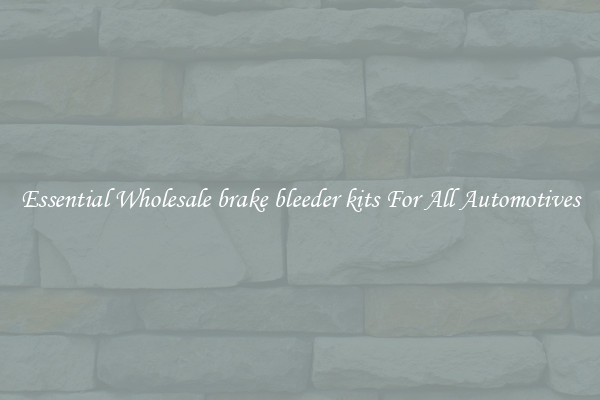 Essential Wholesale brake bleeder kits For All Automotives